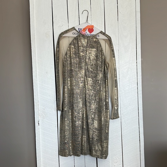 Gold Dress with shear on arms - Picture 2 of 2